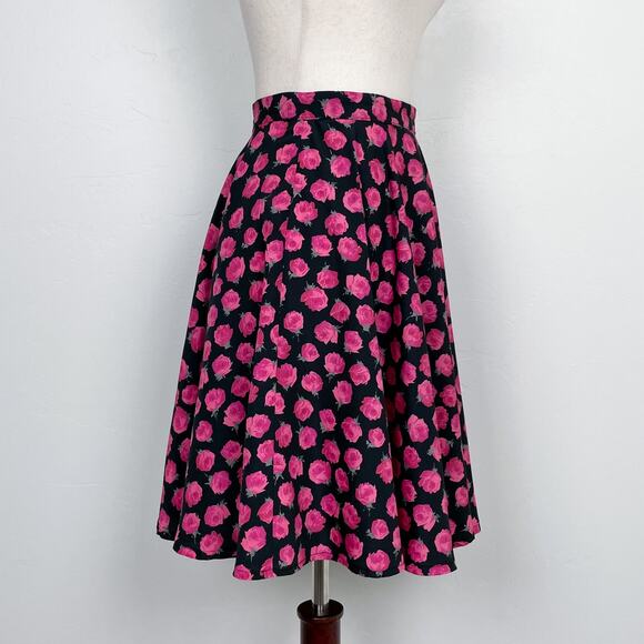 Vintage 90s Next Collection UK Rose Printed Floral Satin Circle Skirt - Picture 5 of 11